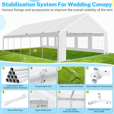 HOTEEL 20x40 Party Tent Heavy Duty with 8 Removable Sidewalls & 4 Built-in Sandbags, Commercial Wedding Large Tent, UV 50+, Waterproof, White