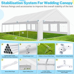 HOTEEL 20x40 Party Tent Heavy Duty with 8 Removable Sidewalls & 4 Built-in Sandbags, Commercial Wedding Large Tent, UV 50+, Waterproof, White