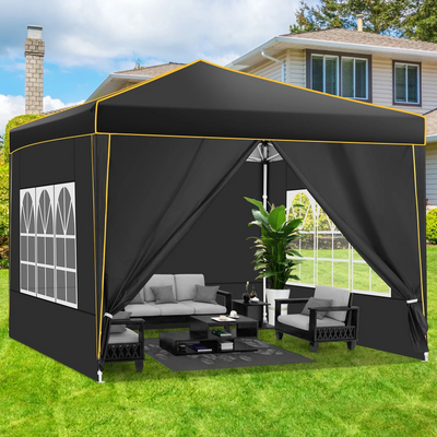 HOTEEL Pop up Canopy Tent 10x10 Commercial Instant Canopy with 4 Sidewalls & Carry Bag,Portable Tent for Parties Beach Camping Party Event Shelter Sun Shade