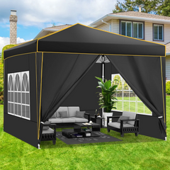 HOTEEL Pop up Canopy Tent 10x10 Commercial Instant Canopy with 4 Sidewalls & Carry Bag,Portable Tent for Parties Beach Camping Party Event Shelter Sun Shade