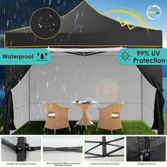 YUEBO 10' x 10' ft Pop up Canopy Tent Outdoor Canopy Instant Party Wedding Backyard Gazebo Tent, with 4 Removable Side Walls & Carry Bag