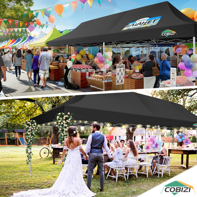 COBIZI 10'x30' Large Pop up Canopy, Easy Set Up  With 8 Removable Sidewalls SPC122