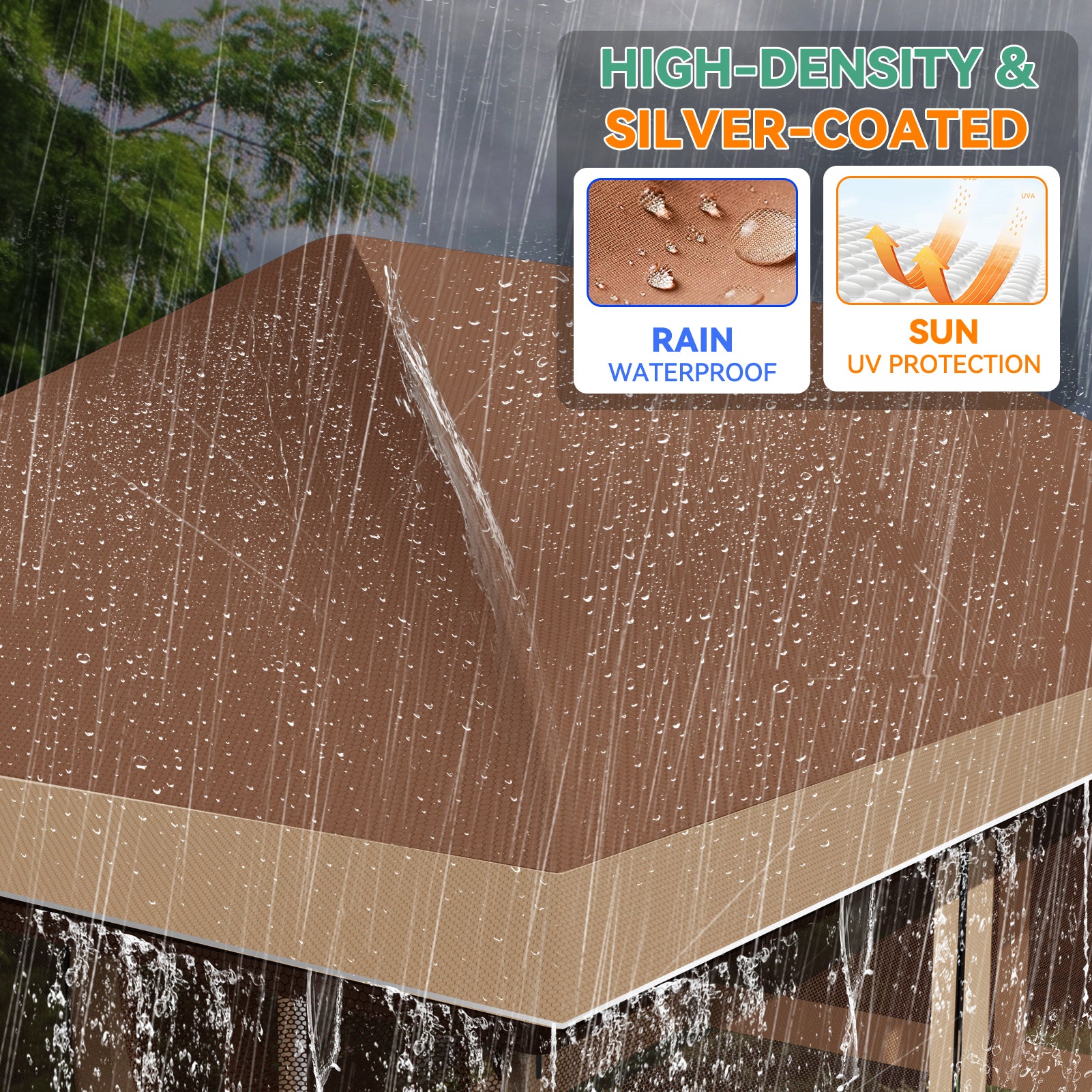 COBIZI 12'x20' Pop Up Gazebo Easy Setup with Mosquito Netting, Brown SPC000251