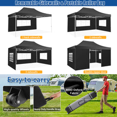 HOTEEL 10x15 Pop Up Canopy Tent Heavy Duty with 4 Sidewalls,Tents for Parties Outdoor Canopy Event Tent Wedding with Roller Bag,UV 50+ & Upgraded No Water Accumulation,Thick Hexagonal Legs