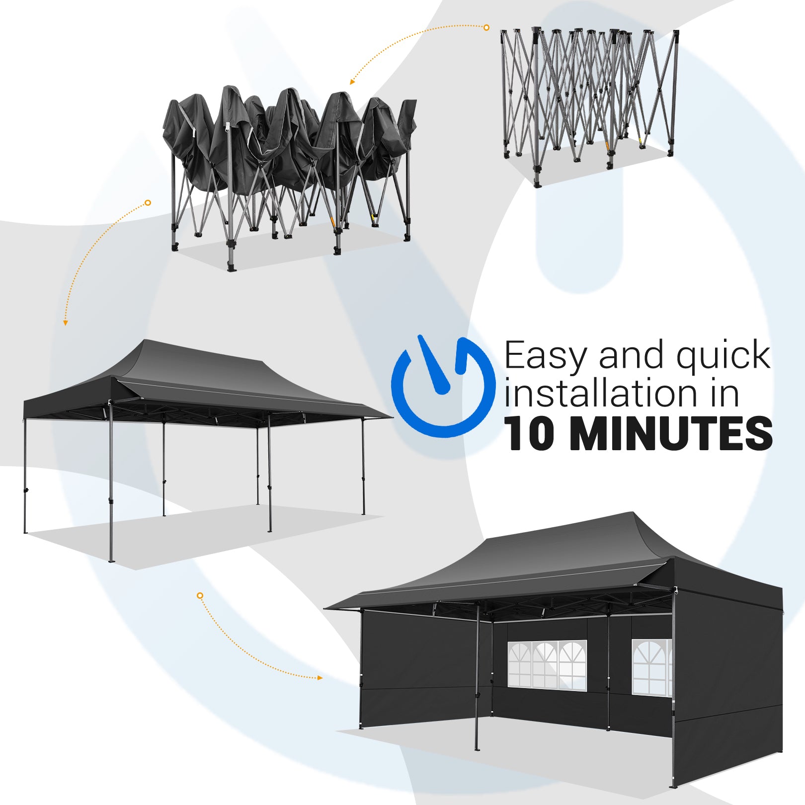 COBIZI 10X20 ft Canopy with Extended Awning, Heavy Duty EZ Pop up Folding Canopy Tent with Roller Bag, Rainproof&Sunproof Awning Gazebo Shelter for Party Events, Market, Vendor