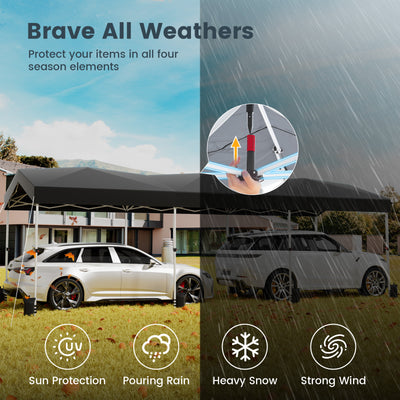 COBIZI 10'x30' Pop Up Canopy-Easy Up Carport Canopy with One Push Setup-Outdoor Sun Shade&Waterppof Tent for Parties, Camping, Events-with 3 Sidewalls,Wheel Bag,4 Weight Bags,4 Ropes& 12 Stakes