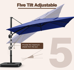 COBIZI 10x10ft Square Outdoor Patio Umbrella Cantilever Umbrella Large Offset Hanging Umbrella Aluminum Umbrella with 360°Rotation Adjustable Garden Pool Umbrella,Navy blue