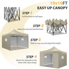 HOTEEL Canopy Tent 10x10 Pop Up Canopy, Outdoor Easy Up Canopy With Sidewalls, Portable Event Tent for Backyard, Parties, Camping, Commercial