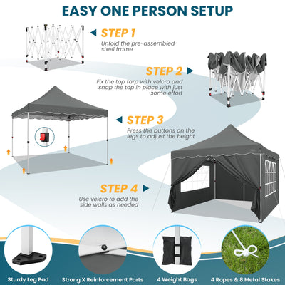COBIZI 10'X10' Pop Up Canopy With 4 Sand Bag & Carry Bag SPC134