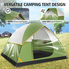 COBIZI 4 Person Tent for Camping, Easy Setup Camping Tent with Rainfly & Screen Windows for Camping/Traveling/Family Gathering/Hiking/Beach