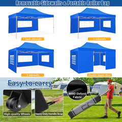 HOTEEL 10x15 Pop Up Canopy Tent Heavy Duty with 4 Sidewalls,Tents for Parties Outdoor Canopy Event Tent Wedding with Roller Bag,UV 50+ & Upgraded No Water Accumulation,Thick Hexagonal Legs