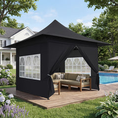 Hoteel 13x13 Pop up Canopy with 4 Removable Sidewalls, Outdoor Canopy Tents for Parties Wedding, High Stability, Instant Sun Protection Shelter with Upgrade Raised Roof and Carry Bag