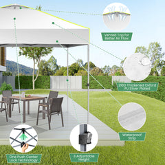 COBIZI Canopy 10'x10' Pop Up Canopy Tent 1-Button Push Easy up Outdoor Canopy Instant Portable Commercial Shelter Waterproof UPF50+ Gazebo with Reflective Strip, Air Vent & 4 Sandbags
