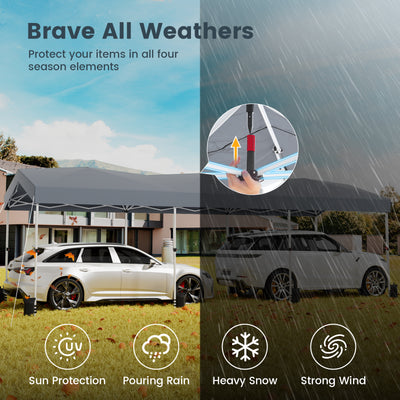 COBIZI 10'x30' Pop Up Canopy-Easy Up Carport Canopy with One Push Setup-Outdoor Sun Shade&Waterppof Tent for Parties, Camping, Events-with 3 Sidewalls,Wheel Bag,4 Weight Bags,4 Ropes& 12 Stakes