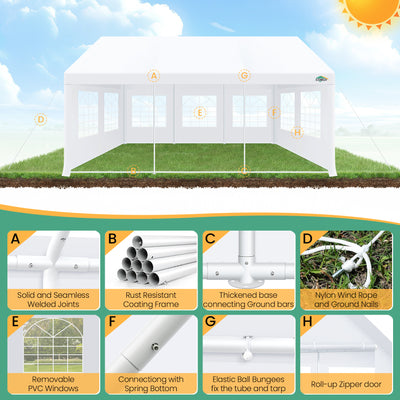 COBIZI 20'x20' Heavy Duty  Party Canopy with 6 Sidewalls & Built-in Sandbags SPC280