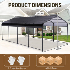 HOTEEL 12X20 FT Outdoor Carport, Galvanized Metal Heavy Duty Garage Car Storage Shelter, Metal Carport Upgraded Extra Large Garage