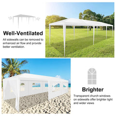 COBIZI 10x30 Party Canopy Tent with 8 Removable Sidewalls, Waterproof Outdoor Shelter for Weddings and Events,White