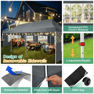 COBIZI 10'x30' Pop up Canopy, Pop up Party Tent with 6 Removable Sidewalls SPC000122