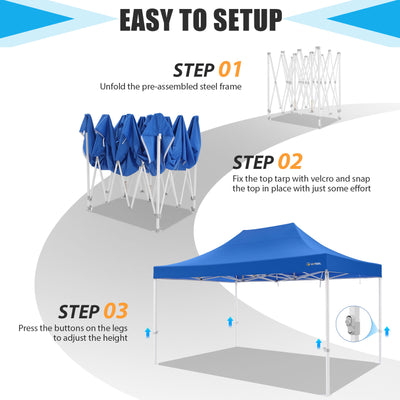 HOTEEL 10x15 Pop Up Canopy Tent Heavy Duty Easy Up Outdoor Canopy Commercial Event Tent Wedding with Roller Bag,UV 50+ & Upgraded No Water Accumulation,Thick Hexagonal Legs