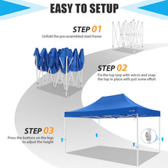 HOTEEL 10x15 Pop Up Canopy Tent Heavy Duty Easy Up Outdoor Canopy Commercial Event Tent Wedding with Roller Bag,UV 50+ & Upgraded No Water Accumulation,Thick Hexagonal Legs