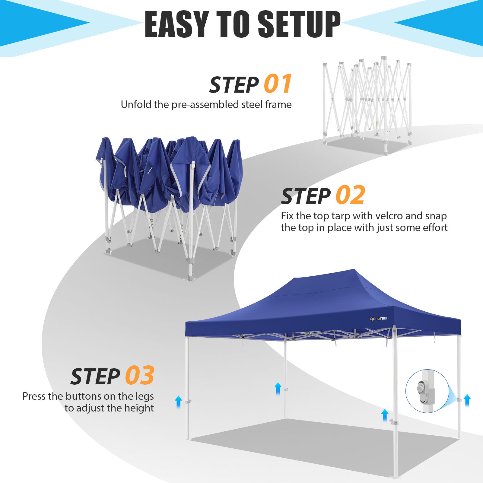 HOTEEL 10x15 Pop Up Canopy Tent Heavy Duty Easy Up Outdoor Canopy Commercial Event Tent Wedding with Roller Bag,UV 50+ & Upgraded No Water Accumulation,Thick Hexagonal Legs