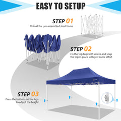 HOTEEL 10x15 Pop Up Canopy Tent Heavy Duty Easy Up Outdoor Canopy Commercial Event Tent Wedding with Roller Bag,UV 50+ & Upgraded No Water Accumulation,Thick Hexagonal Legs