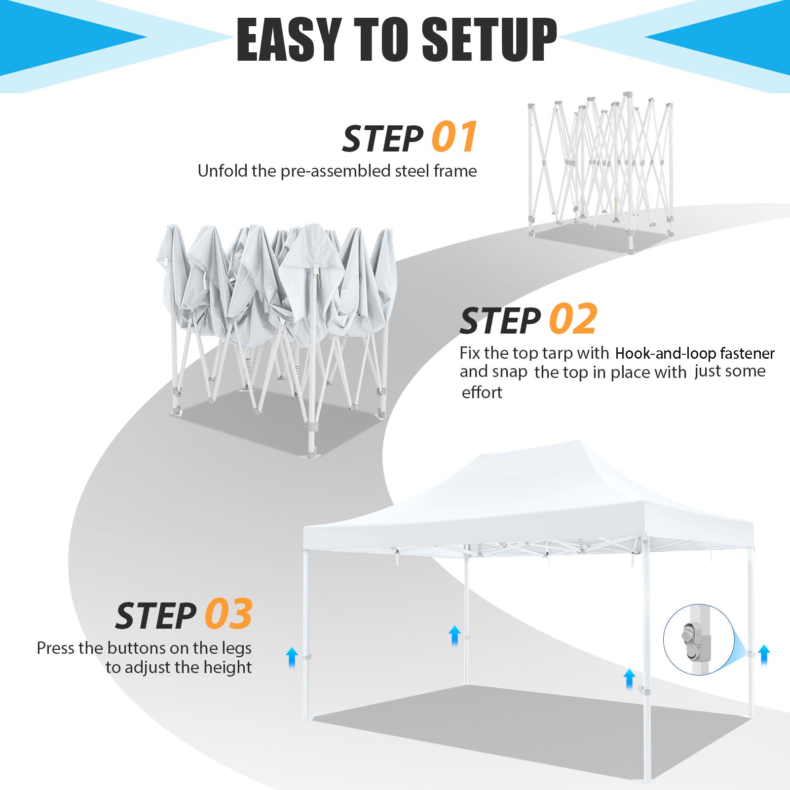 HOTEEL 10x15 Pop Up Canopy Tent Heavy Duty Easy Up Outdoor Canopy Commercial Event Tent Wedding with Roller Bag,UV 50+ & Upgraded No Water Accumulation,Thick Hexagonal Legs