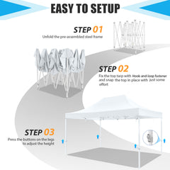 HOTEEL 10x15 Pop Up Canopy Tent Heavy Duty Easy Up Outdoor Canopy Commercial Event Tent Wedding with Roller Bag,UV 50+ & Upgraded No Water Accumulation,Thick Hexagonal Legs