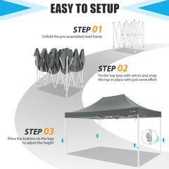 HOTEEL 10x15 Pop Up Canopy Tent Heavy Duty Easy Up Outdoor Canopy Commercial Event Tent Wedding with Roller Bag,UV 50+ & Upgraded No Water Accumulation,Thick Hexagonal Legs