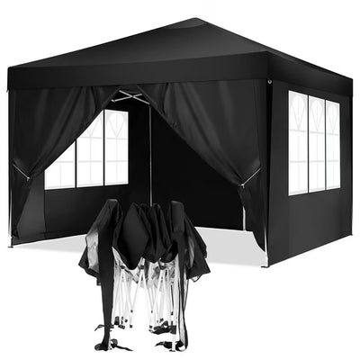COBIZI 10'x10' Pop up Canopy Tent, Protable Canopy Tent with 6 Sidewalls Waterproof Commercial Pop up Tent for Parties, Wedding, Camping, Courtyard with Carry Bag,White SPC000202