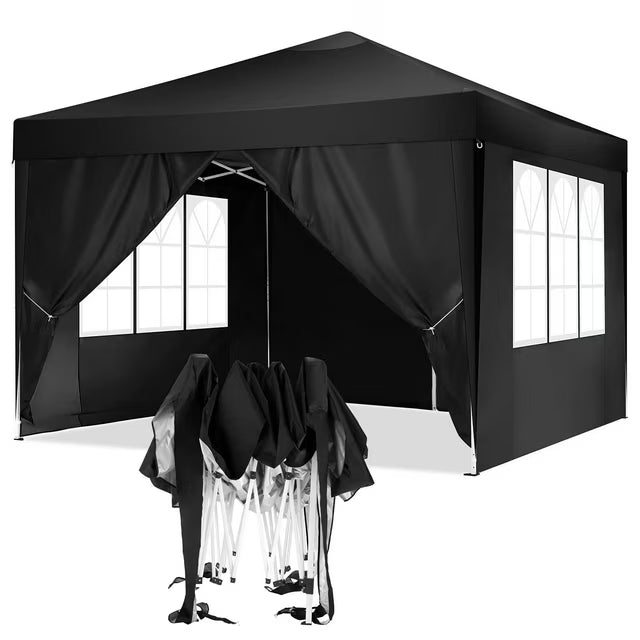 COBIZI 10'x10' Pop up Canopy Tent, Protable Canopy Tent with 6 Sidewalls Waterproof Commercial Pop up Tent for Parties, Wedding, Camping, Courtyard with Carry Bag,White SPC000202