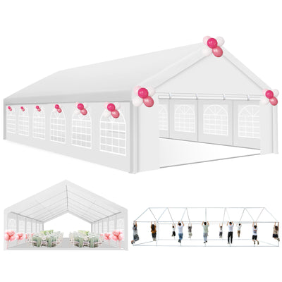 HOTEEL 10x30ft Heavy Duty Canopy Tent, Easy Up Commercial Outdoor Canopy Wedding Party Tent, Waterproof Outdoor Canopy Tents for Large Events, Wedding, Parties, White