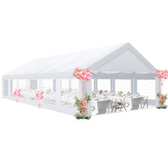 Hoteel 20'x 40' Large Heavy Duty Outdoor Canopy Party Tent with 8 Removable Sidewalls, UV 50+, Waterproof, Wedding Event Shelter Gazebo, Easy to Set up, Big Tent for Birthday Party, BBQ, White