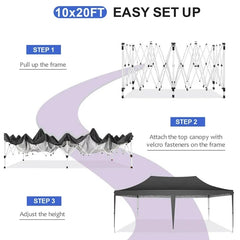 YUEBO 10'x20' Ez Pop Up Canopy Tent Commercial Instant Canopies with 6 Removable Side Walls Portable & Carrying Bag for Patio Picnic Carport Party Wedding, Blue Navy