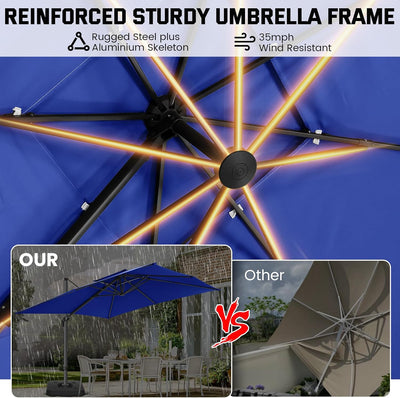 Cobizi Upgraded Patio Cantilever Sun Umbrella With 5 Adjustment Angles, 10'x10', SPC236