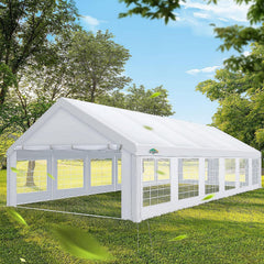 COBIZI 20'x 40' Large Heavy Duty Outdoor Canopy Party Tent & Carport, Upgraded Wedding Event Shelter gazebo with 8 Removable Sidewalls, Big Tent for Birthday Party, Outdoor Event, Wedding, White