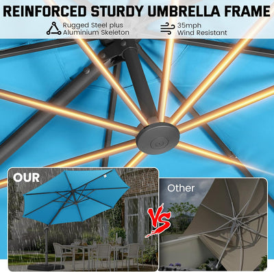 10¡¯ x 10¡¯ Patio Cantilever Sun Umbrella ¨C Upgraded Enhanced Version ¨C 360¡ã Rotation & 5 Adjustment Angles ¨C Aluminum Pool Parasol Square Outdoor Sun Umbrella for Courtyard, Garden, Terrace, Pool