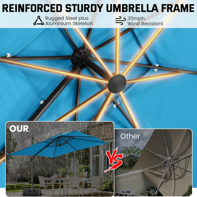 Cobizi Upgraded Patio Cantilever Sun Umbrella With 5 Adjustment Angles, 10'x10', SPC000236