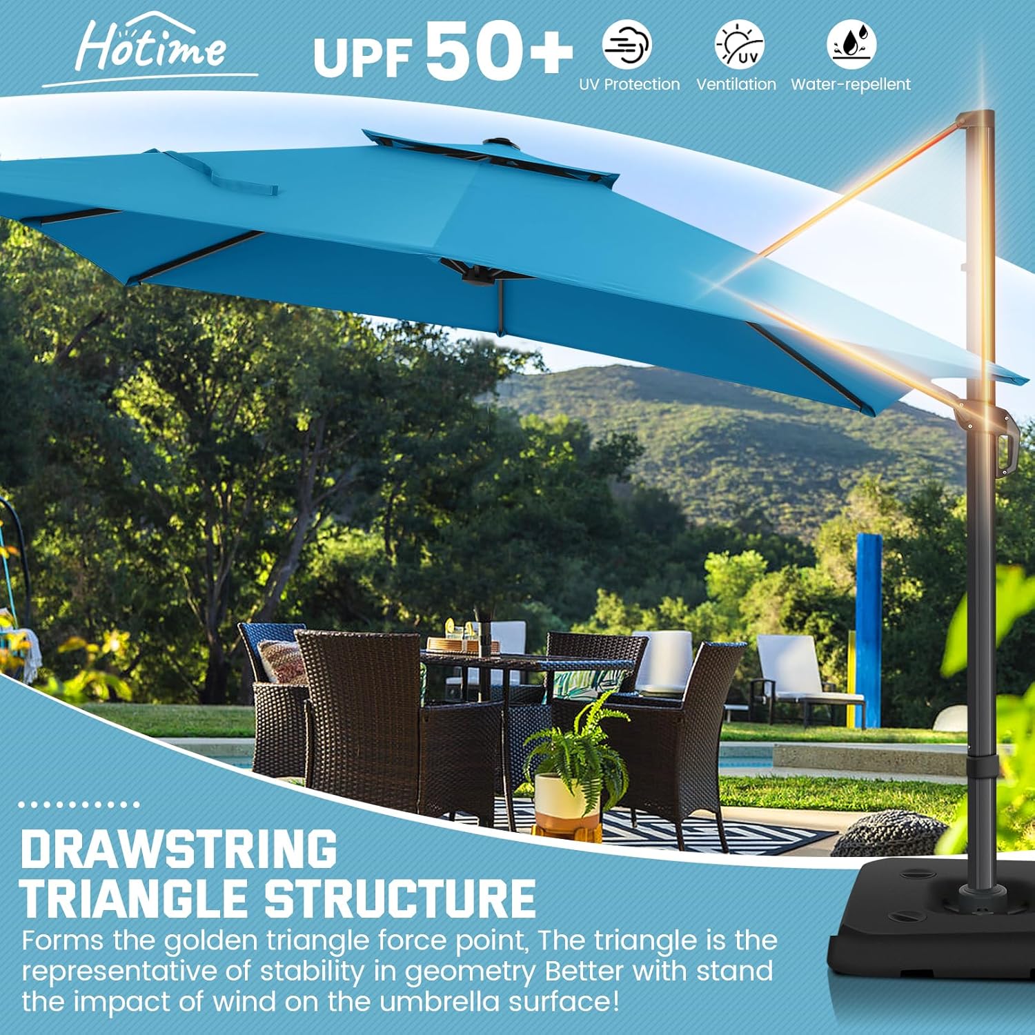 Cobizi Upgraded Patio Cantilever Sun Umbrella With 5 Adjustment Angles, 10'x10', SPC000236