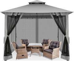 COBIZI Outdoor Gazebo,10'x10'Canopy with Mosquito Netting,Shade Tent for Party, Backyard, Patio Lawn & Garden,Khaki