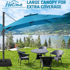 10’ x 10’ Patio Cantilever Sun Umbrella – Upgraded Enhanced Version – 360° Rotation & 5 Adjustment Angles – Aluminum Pool Parasol Square Outdoor Sun Umbrella for Courtyard, Garden, Terrace, Pool