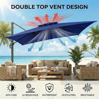 Cobizi Upgraded Patio Cantilever Sun Umbrella With 5 Adjustment Angles, 10'x10', SPC236