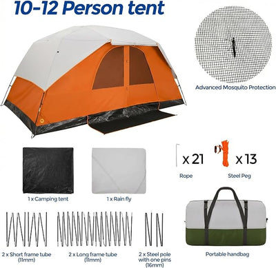 COBIZI 10-12 Person Family Camping Tent-Instant Setup Outdoor Tent 14.5'x8.5' SPC000295