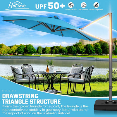 10¡¯ x 10¡¯ Patio Cantilever Sun Umbrella ¨C Upgraded Enhanced Version ¨C 360¡ã Rotation & 5 Adjustment Angles ¨C Aluminum Pool Parasol Square Outdoor Sun Umbrella for Courtyard, Garden, Terrace, Pool