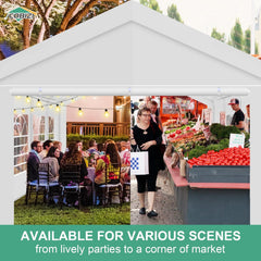 COBIZI 13x26ft Party Tent, Heavy Duty Wedding Tent with Removable Sidewalls, Large Outdoor Event Tent, White Event Shelter, Commercial Canopy Tent with Built-in Sandbags, UV 50+, Waterproof, White