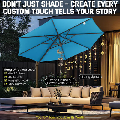 10¡¯ x 10¡¯ Patio Cantilever Sun Umbrella ¨C Upgraded Enhanced Version ¨C 360¡ã Rotation & 5 Adjustment Angles ¨C Aluminum Pool Parasol Square Outdoor Sun Umbrella for Courtyard, Garden, Terrace, Pool