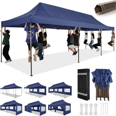 HOTEEL 13x26 Heavy Duty Pop Up Canopy,Instant Outdoor Gazebo with 6 Sidewalls, Commercial Grade Party Tent for Wedding Events, Hexagonal Frame,Black