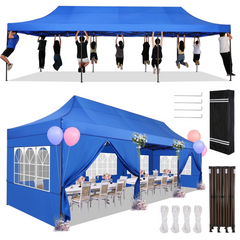 HOTEEL 13x26 Heavy Duty Pop Up Canopy,Instant Outdoor Gazebo with 6 Sidewalls, Commercial Grade Party Tent for Wedding Events, Hexagonal Frame,Black