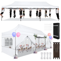 HOTEEL 13x26 Heavy Duty Pop Up Canopy,Instant Outdoor Gazebo with 6 Sidewalls, Commercial Grade Party Tent for Wedding Events, Hexagonal Frame,Black