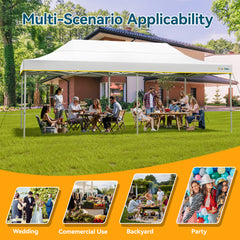 HOTEEL 13x26 Heavy Duty Pop Up Canopy,Instant Outdoor Gazebo with 6 Sidewalls, Commercial Grade Party Tent for Wedding Events, Hexagonal Frame,Black